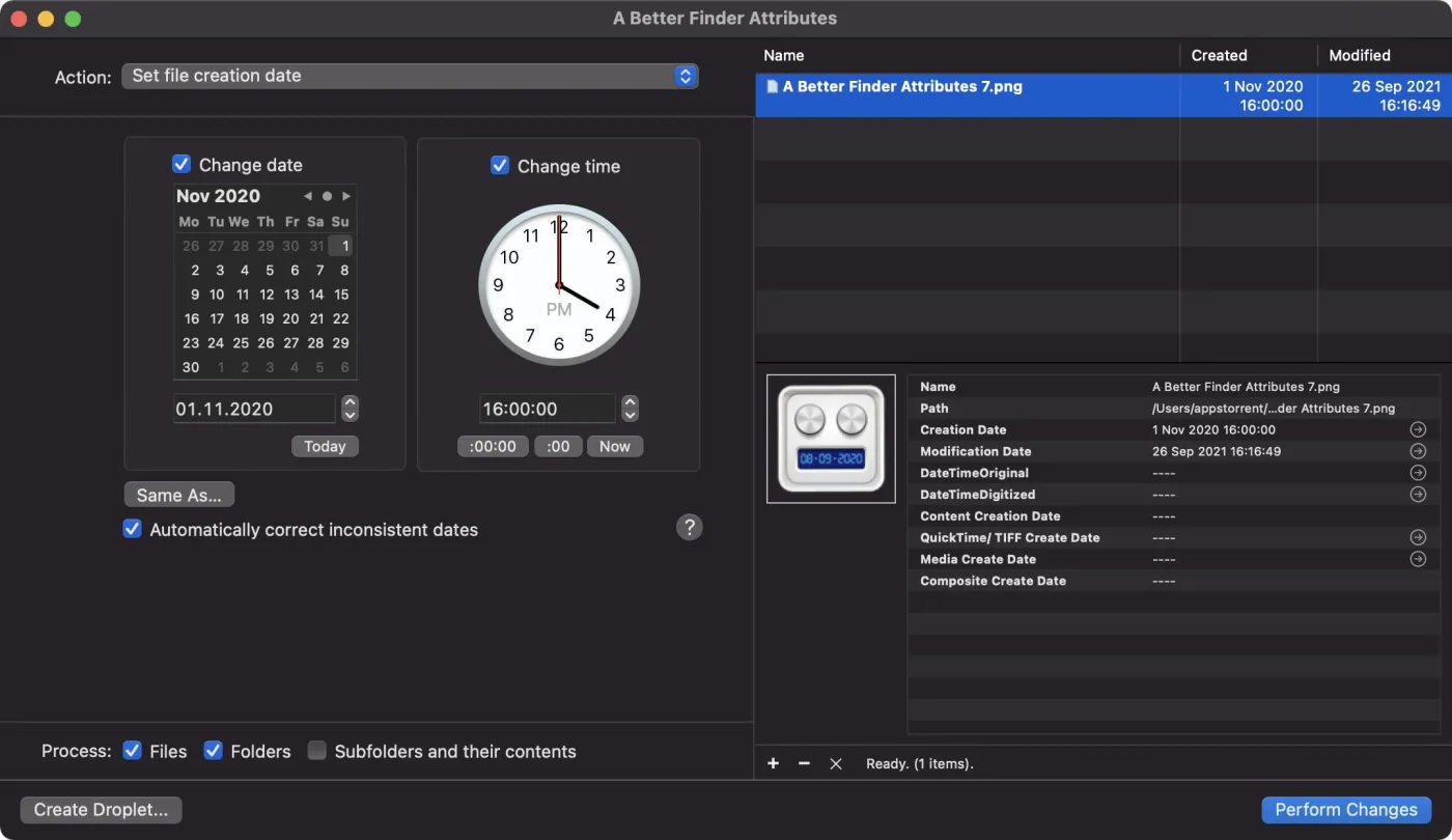 A Better Finder Attributes screenshot