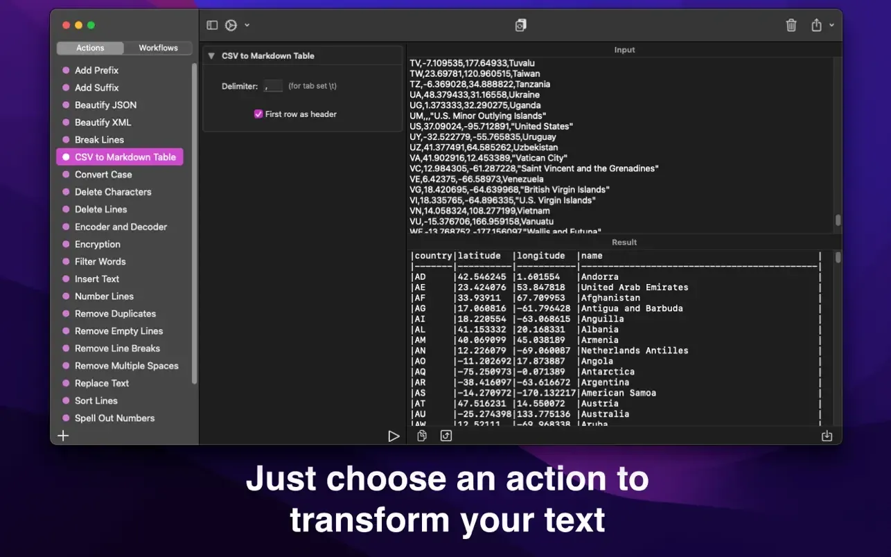 Text Workflow screenshot